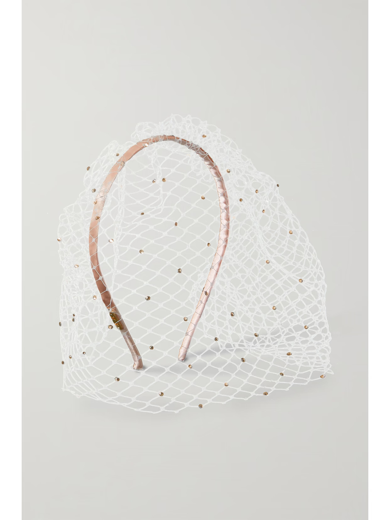 Eugenia Kim - Halsey Embellished Fishnet And Satin Headband - Pink | NET-A-PORTER (US)
