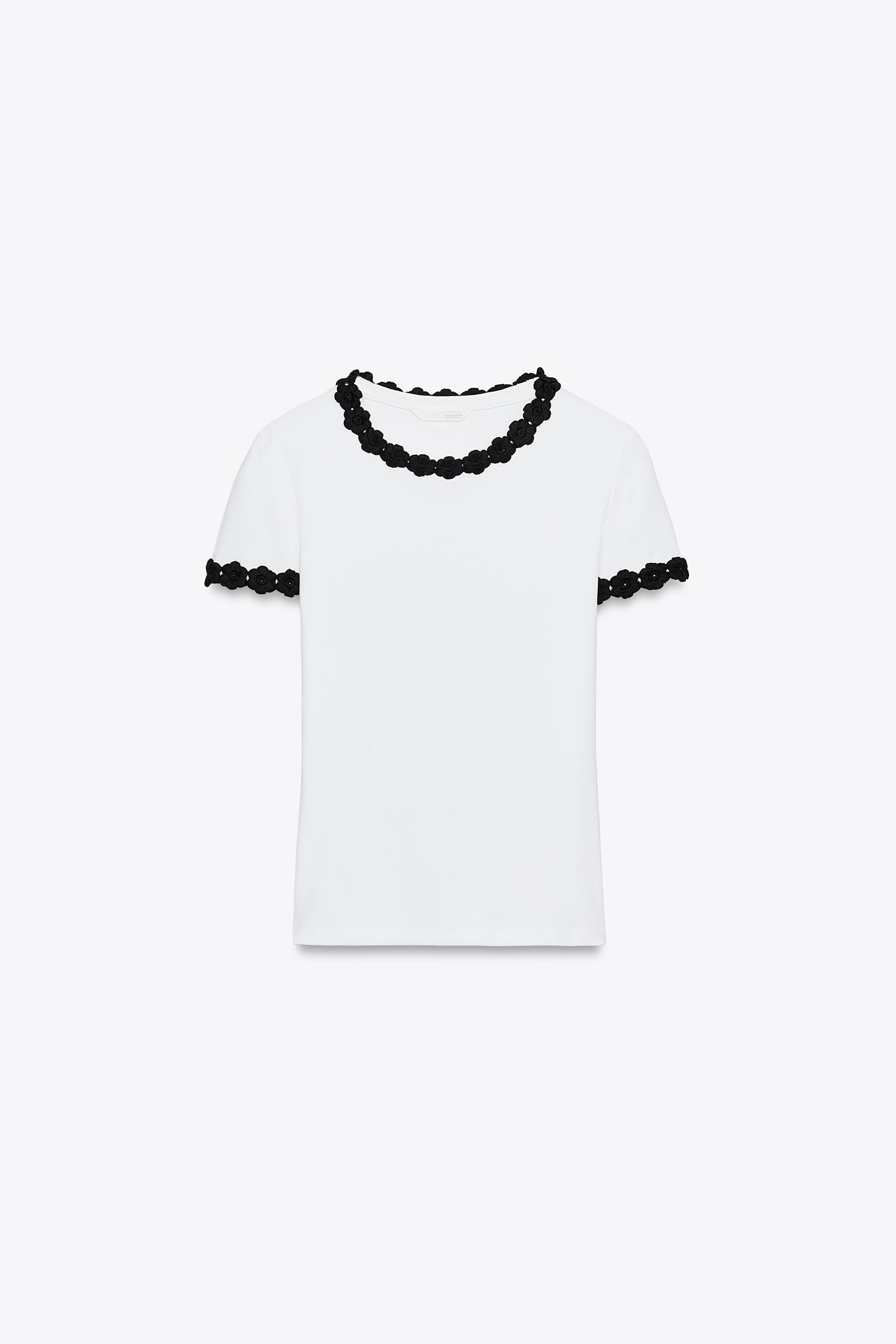 FLOWER TRIM T-SHIRT | Zara US