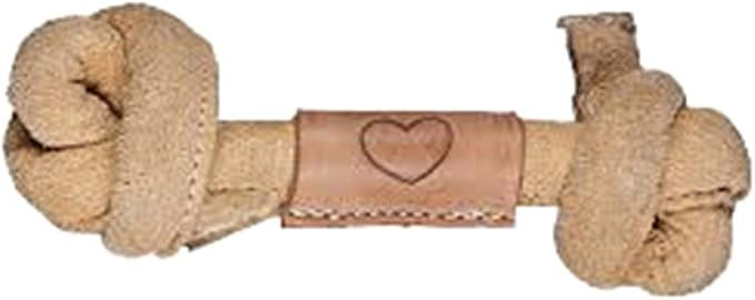 HuggleHounds HuggleHide Natural Leather Knotted Bone, Small (3-4" - 9mm Diameter) | Amazon (US)