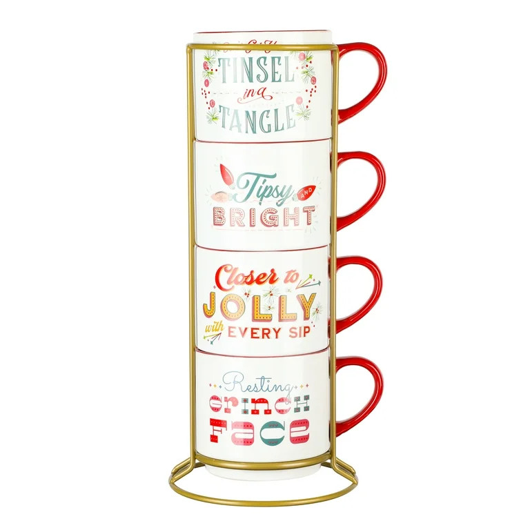 Wanda June Home Santa's Fuel 15-Ounce Stoneware Mug 5-piece Set with Metal Rack by Miranda Lamber... | Walmart (US)