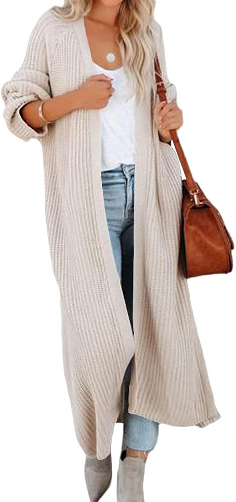 Saodimallsu Womens Cable Knit Long Cardigan Oversized Sweater Duster | Amazon (US)