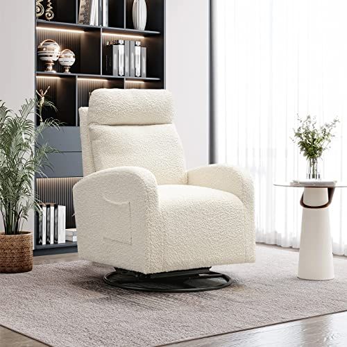 KINFFICT Modern Swivel Glider Chair, Upholstered Accent Glider Rocker for Baby Nursery, Comfy Tal... | Amazon (US)