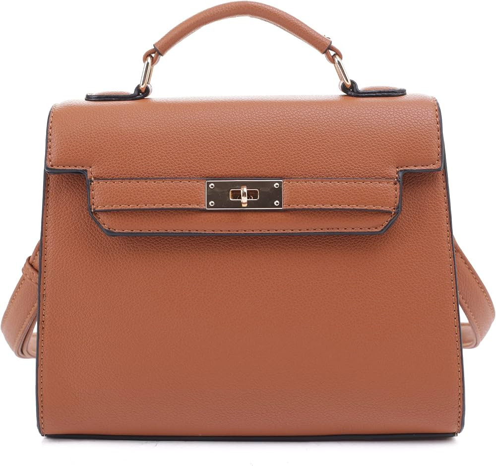 EVVE Women's Top Handle Satchel with Detachable Strap Small Pebbled Leather Crossbody Bag | Amazon (US)