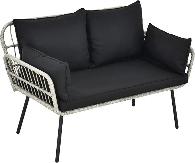 YITAHOME Patio Loveseat, All-Weather Wicker Rattan 2 Seater Sofa with Cushions & Lumbar Pillows, ... | Amazon (US)