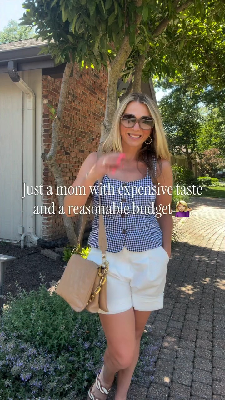 I’ll never be over a good gingham top. 🤍

There’s just something about gingham, white shorts, and a great bag that feels like summer.

Linked everything for anyone who loves a classic outfit as much as I do. 
#GinghamGirlSummer
#ClassicStyle
#SummerOutfitIdeas
#ElevatedStyle
#StyleOver40