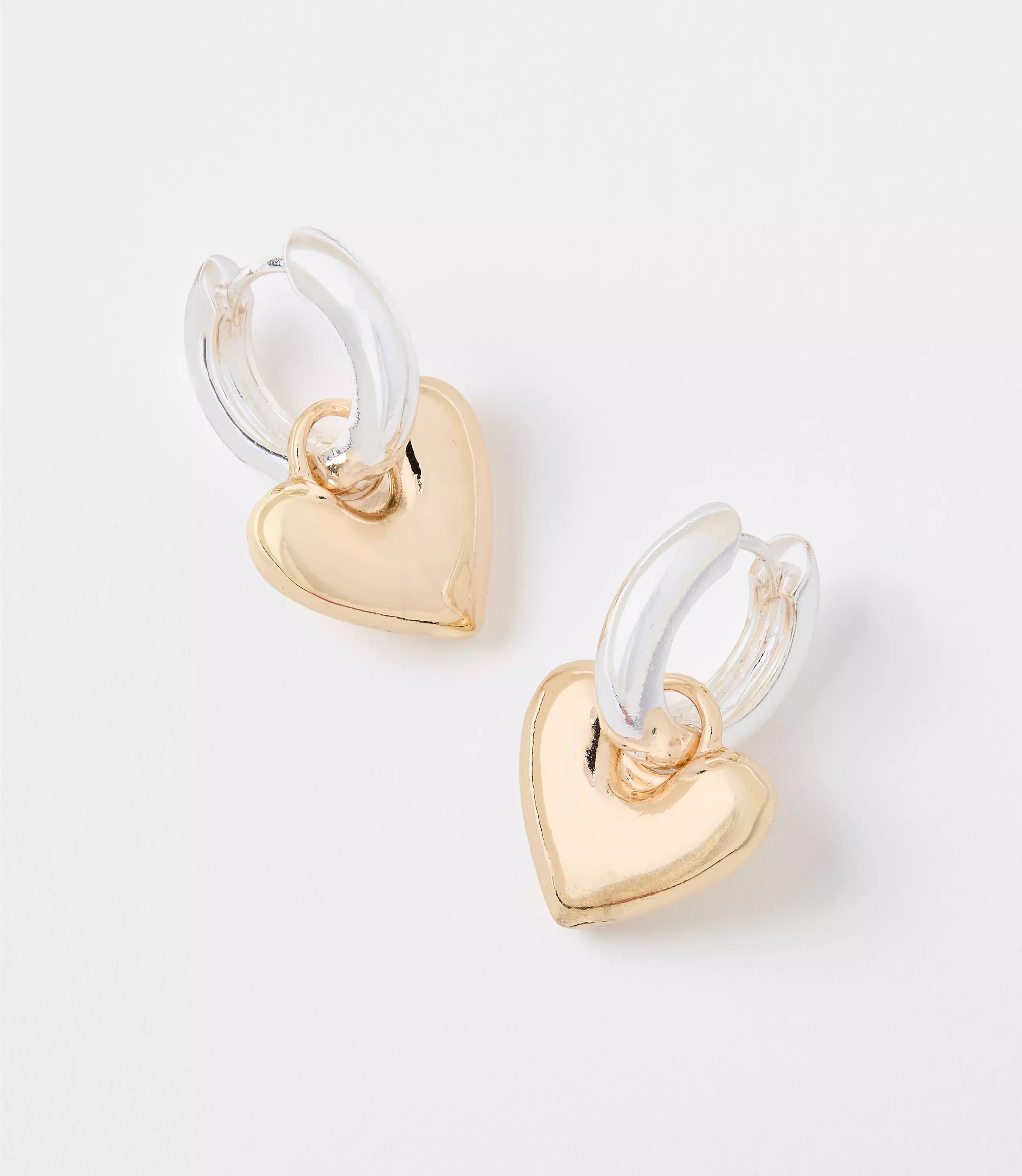 Molded Heart Drop Hoop Earrings | LOFT