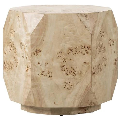 Daphne Modern Classic Light Brown Burl Wood End Table | Kathy Kuo Home