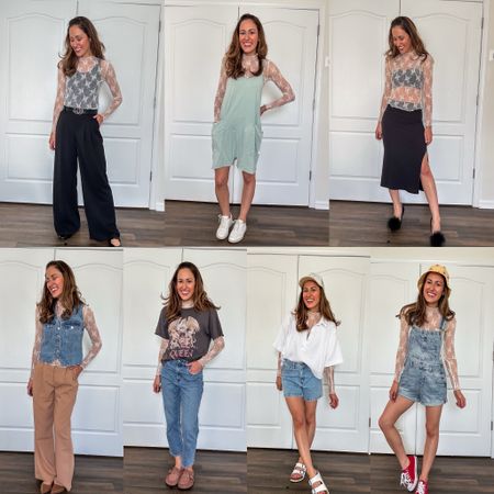 Sheer lace long sleeve shirt from Amazon - styled 7 ways! 

Spring workwear // free people onesie // date night outfit // western inspired outfit // graphic t shirt outfit // layered tops // overalls for spring 

#LTKstyletip #LTKfindsunder50 #LTKSeasonal