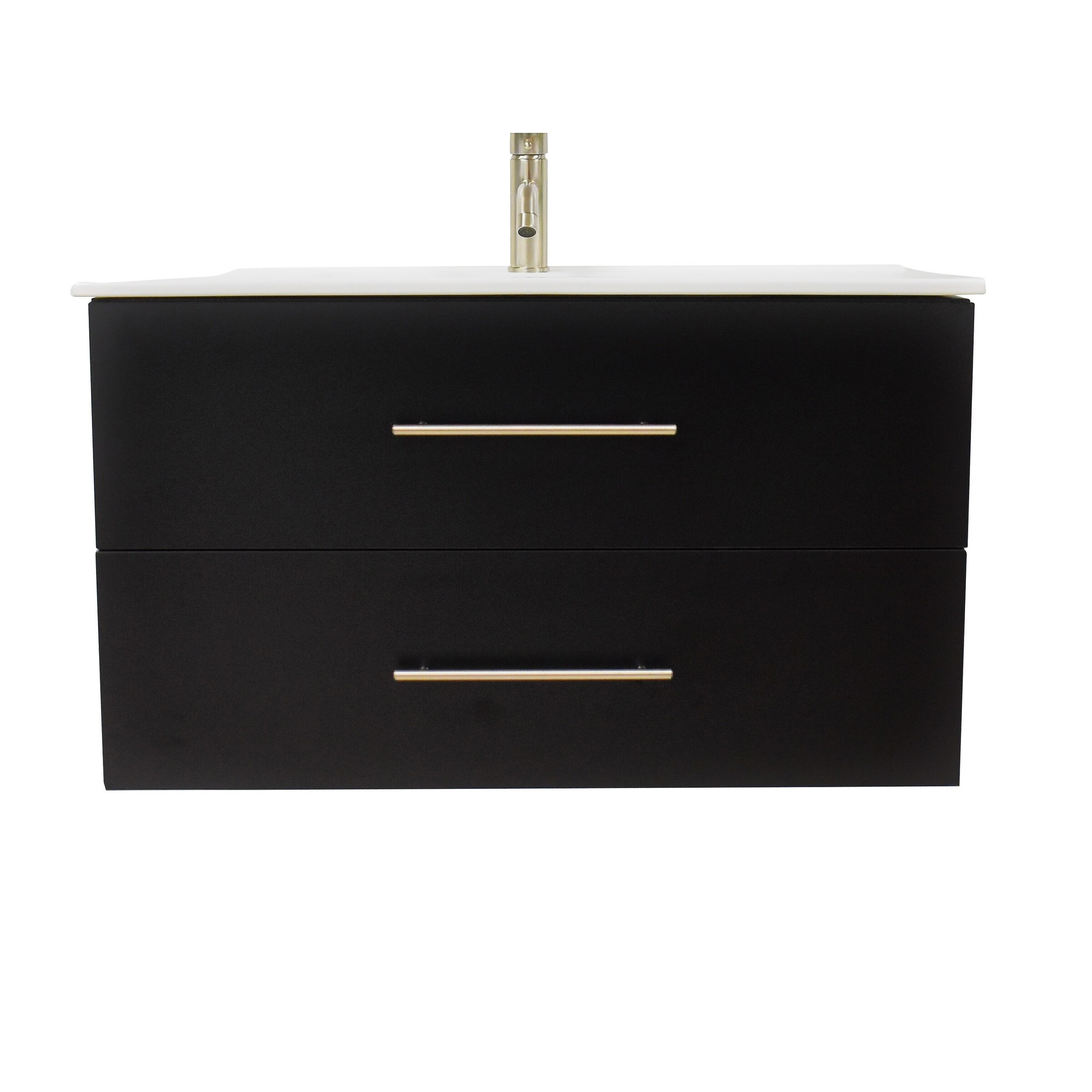 Volpa USA Napa 36-inch Black Wall-Mounted Floating Bathroom Vanity Set | Bed Bath & Beyond