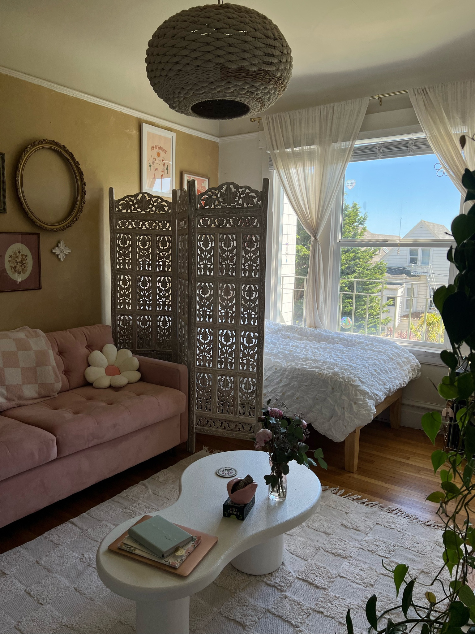 my cozy studio apartment! this room divider is everything ✨🤍

#LTKstyletip #LTKxAnthro #LTKhome