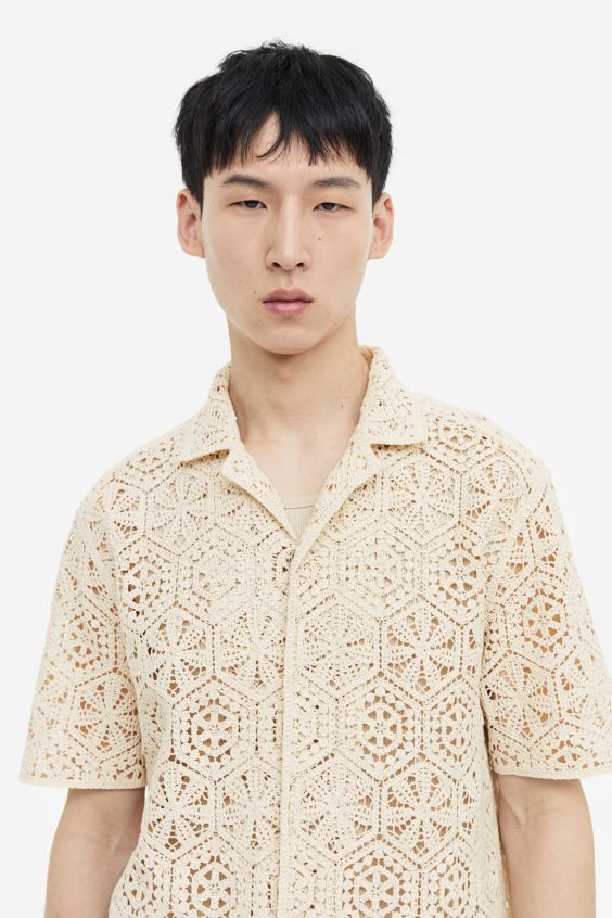 Regular Fit Crochet-look Resort Shirt | H&M (US + CA)