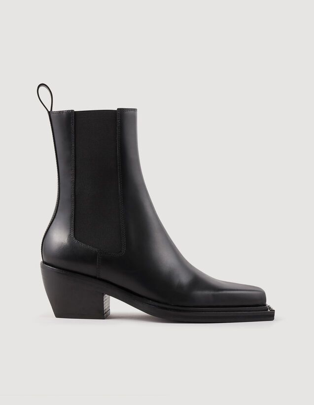 Leather ankle boots | Sandro-Paris US