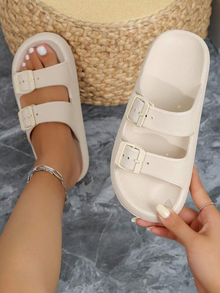 Women's Fashionable Slip-On Sandals With Buckle, Versatile And High Elastic EVA Material With No ... | SHEIN