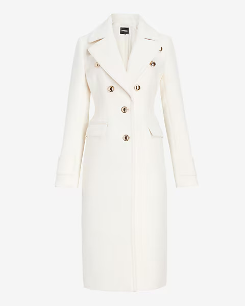Wool-blend Novelty Button Trench Coat | Express