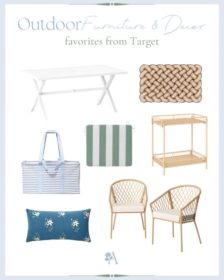 Target has some really nice outdoor furniture & decor selections this year! 

Target home, Target style, Target patio, Grandmillennial target, blue and white, outdoor furniture, outdoor table, outdoor dining chairs, outdoor bar cart, outdoor cushions 

#LTKstyletip #LTKhome #LTKSeasonal