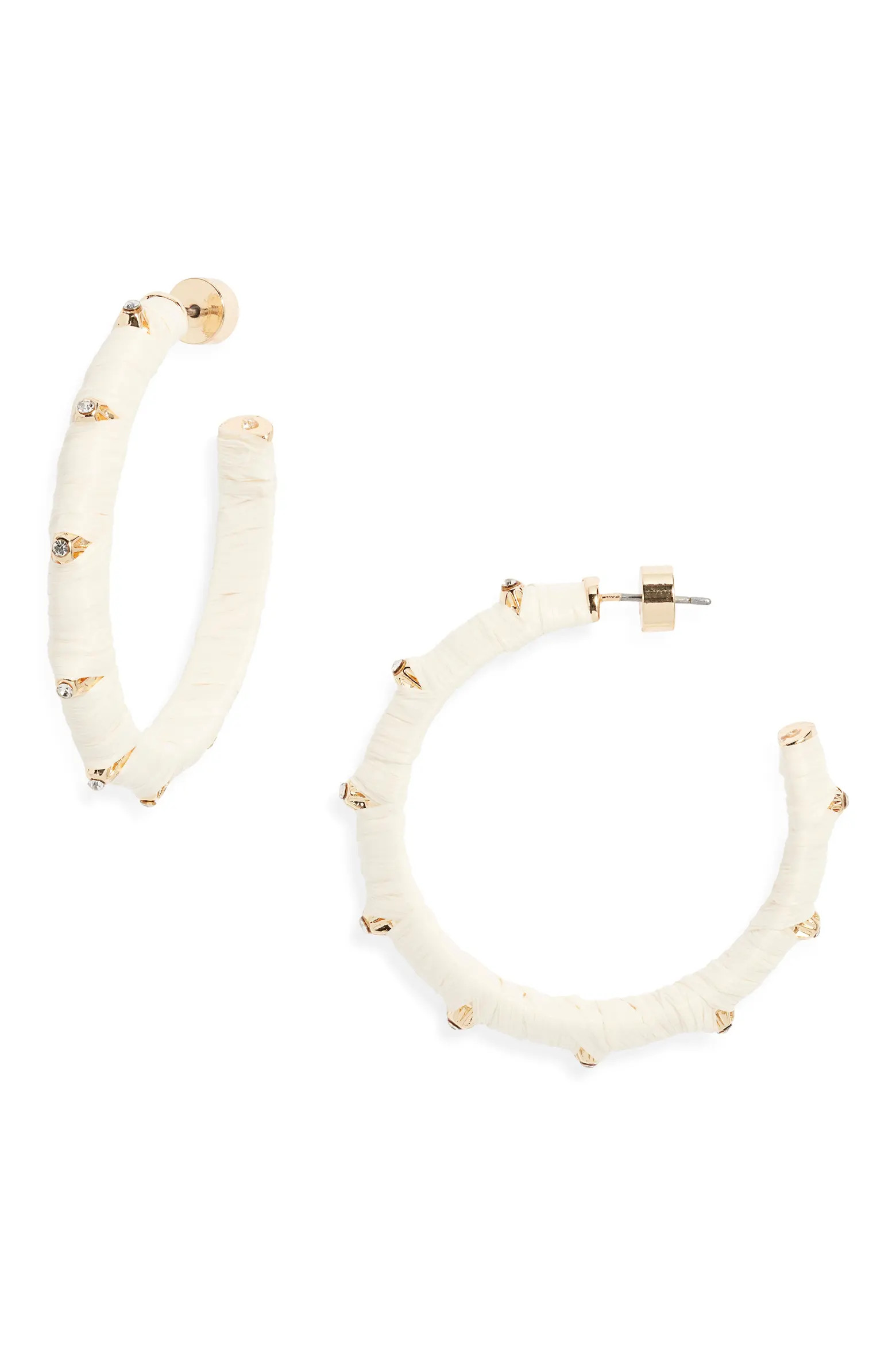Crystal Accent Raffia Wrapped Hoop Earrings (Women) | Nordstrom | Nordstrom