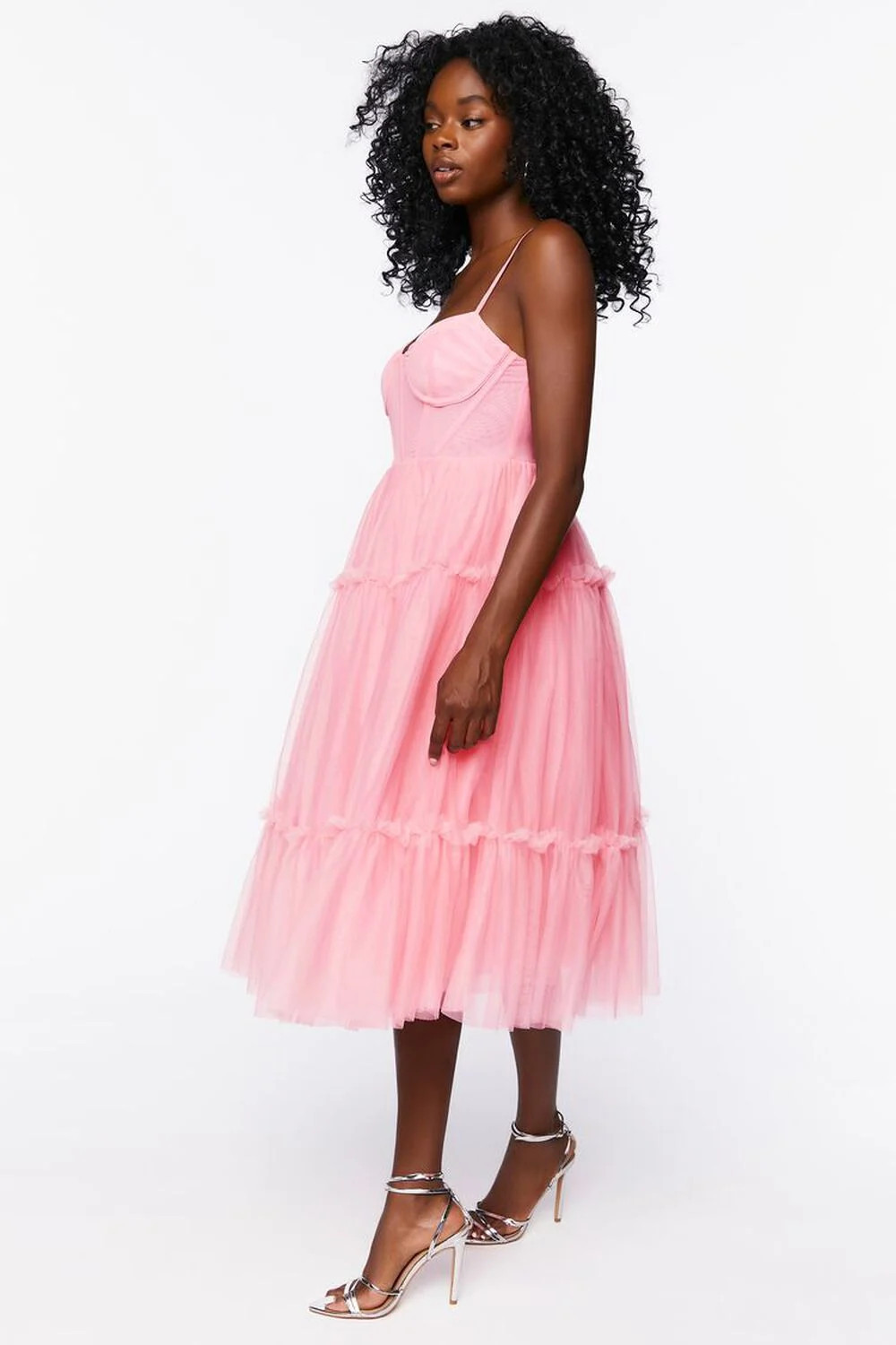 Tulle Ruffled Bustier Midi Dress | Forever 21 | Forever 21 (US)