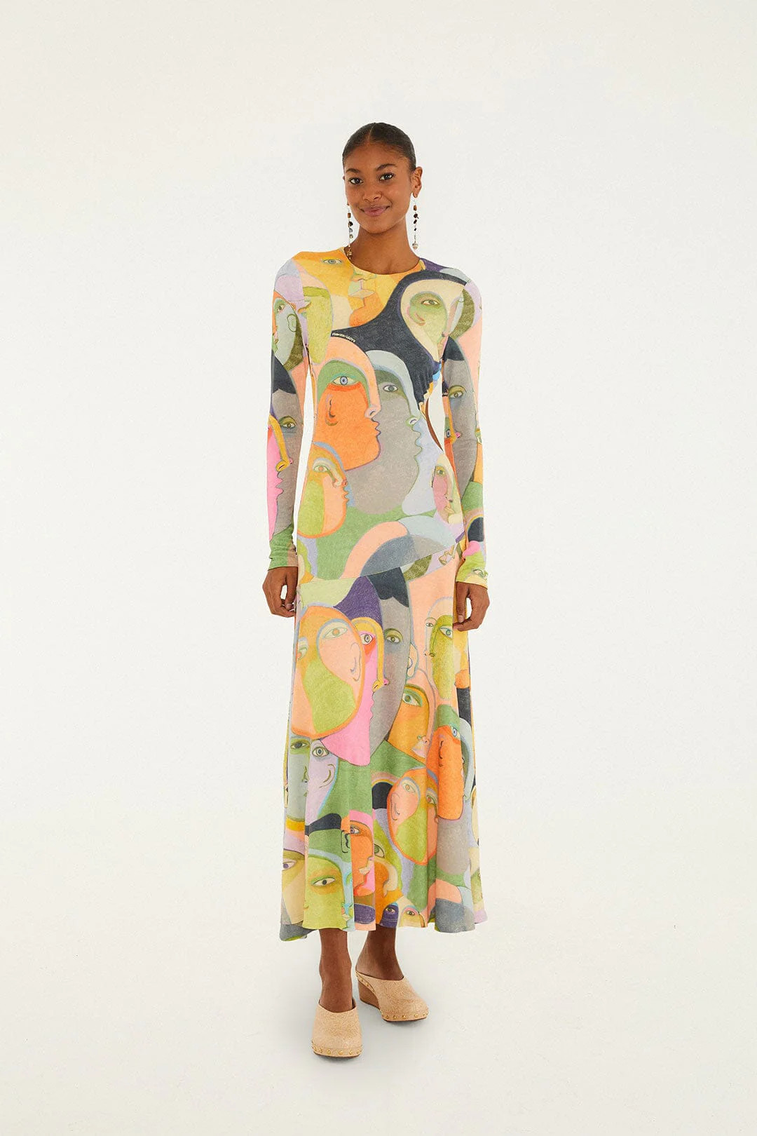 Crowded Series Drawing Long Sleeve Midi Dress | FARM Rio | Farm Rio EU