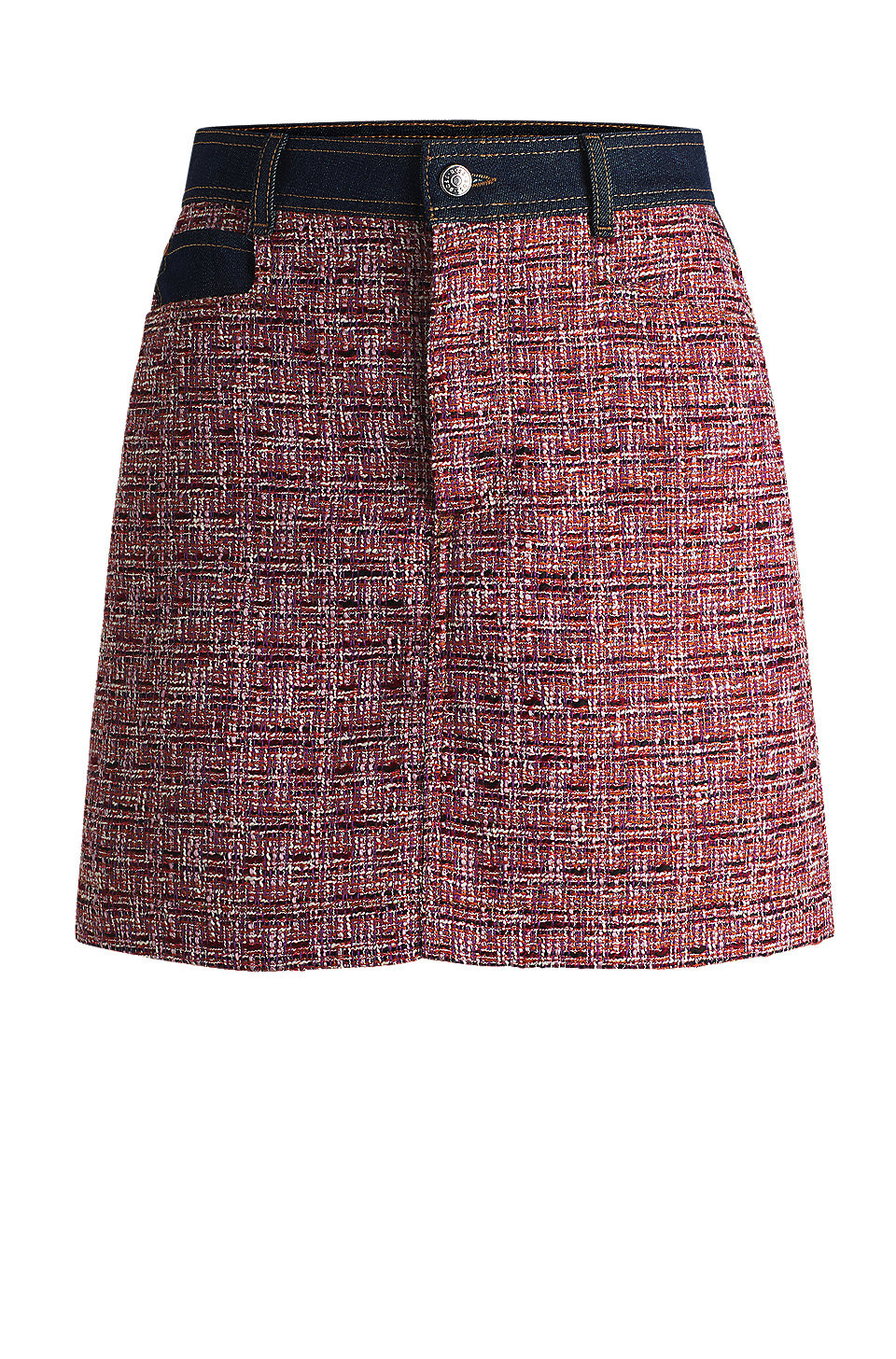 Multicolored-tweed A-line skirt with denim trims | Hugo Boss (US)
