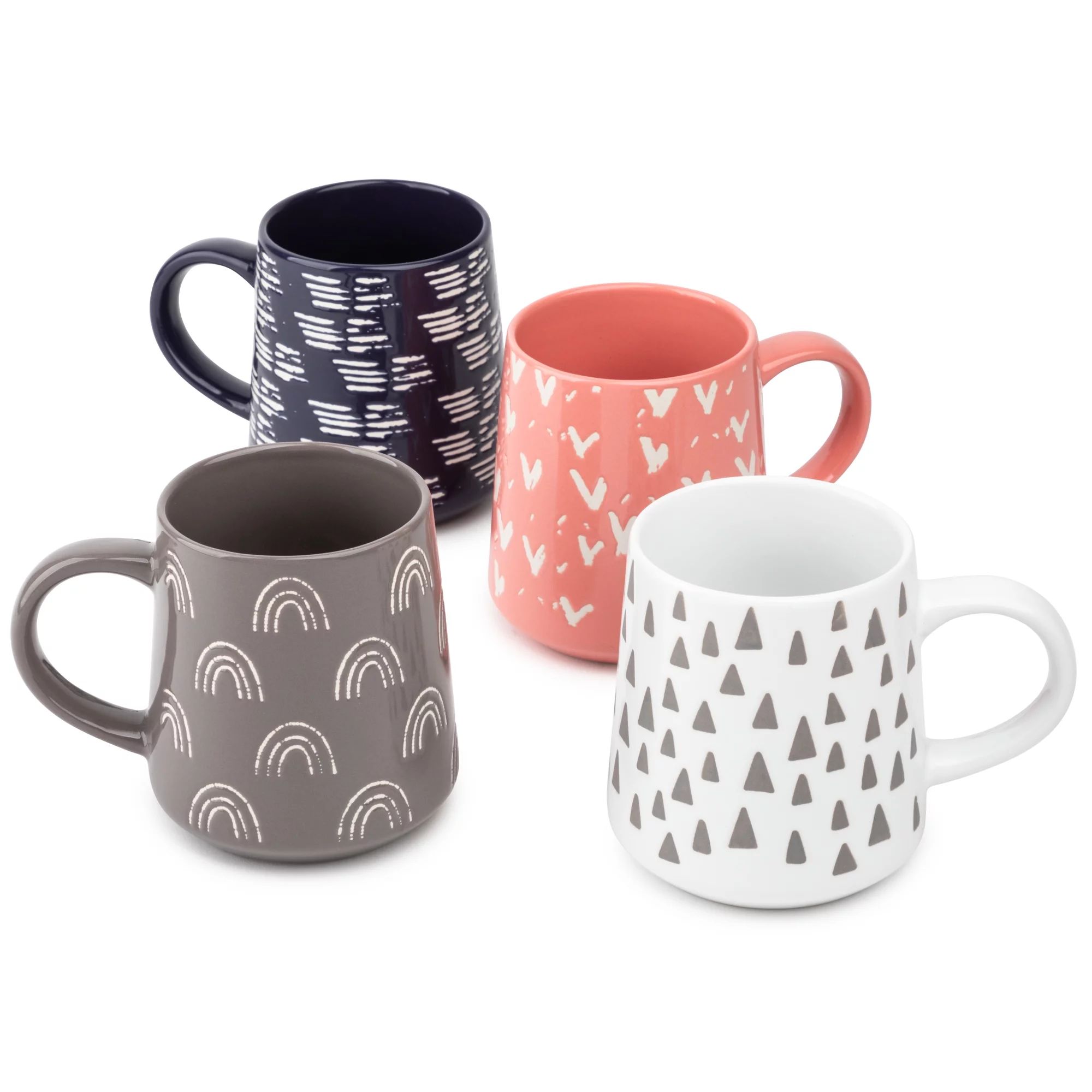 Thyme & Table Assorted Stoneware Coffee Mugs, 16 fl oz, Set of 4 - Walmart.com | Walmart (US)