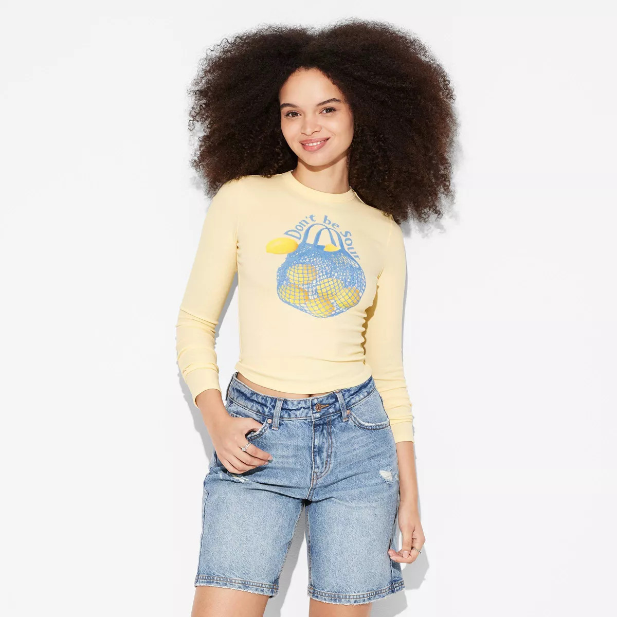 Women's Long Sleeve Graphic T-Shirt - Wild Fable™ Light Yellow L | Target