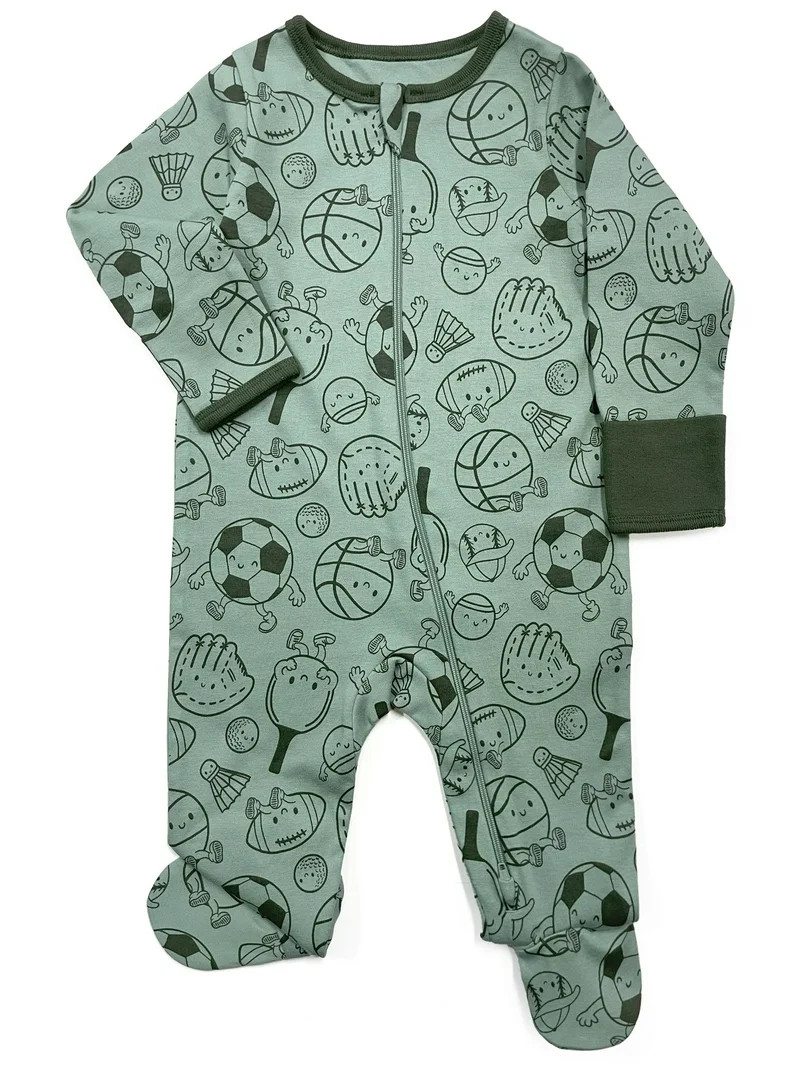 Wonder Nation Baby Gender Neutral Zip Front Footed Sleep N Play Pajamas, 2-Pack, Sizes Preemie-6/... | Walmart (US)