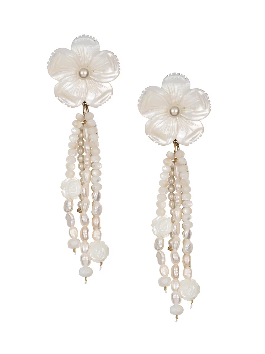 Mara Goldtone, Mother-Of-Pearl & Freshwater Seed Pearl Flower Drop Earrings | Saks Fifth Avenue