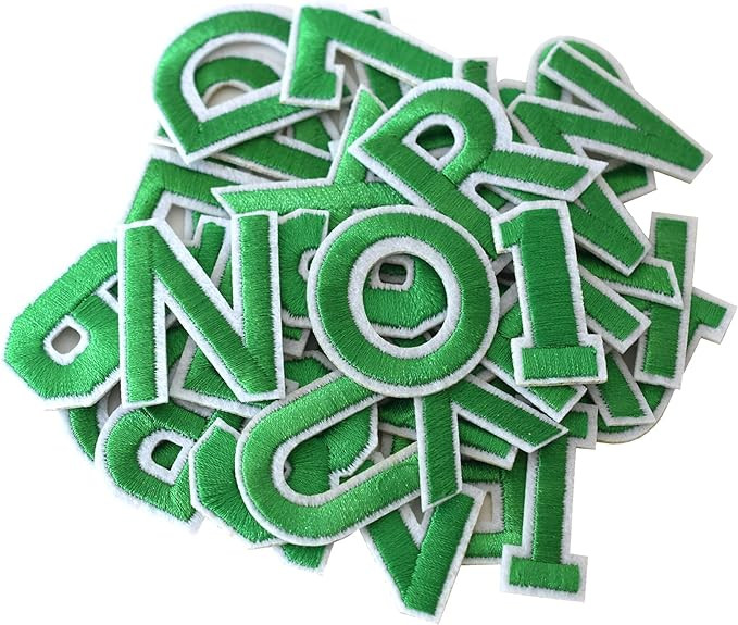 GYGYL 72 Pieces Iron on Letters and Numbers Patches, Green Letter Patches Alphabet Embroidered Pa... | Amazon (US)