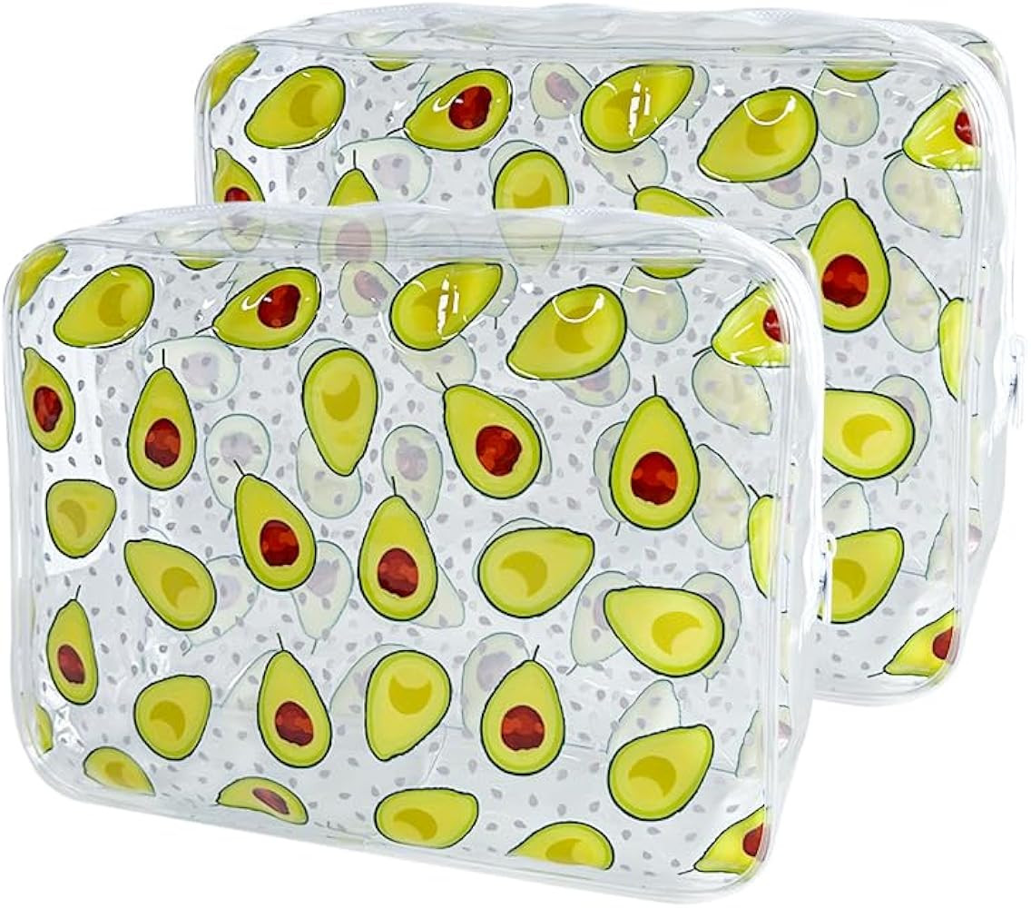 2PCS Avocado Transparent PVC Cosmetic Bag, Portable Waterproof Storage Bag for Girls' Cosmetics a... | Amazon (US)