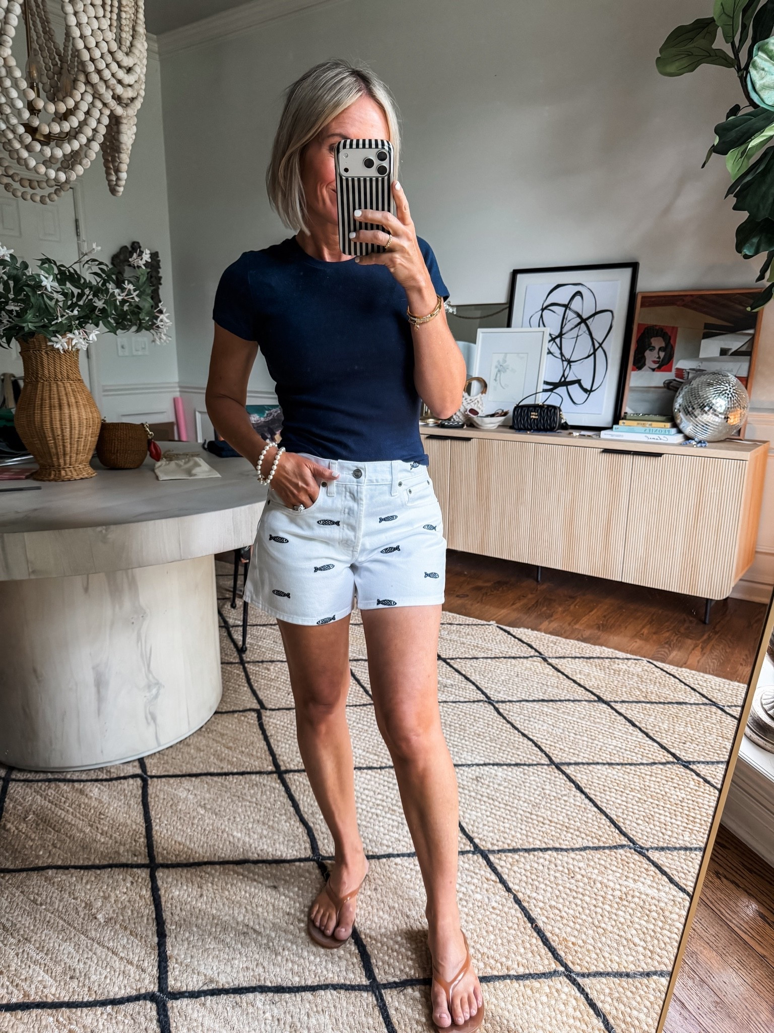 love these white denim shorts with navy embroidered fish!
i am a 24 or 25 in denim
shorts, i have these on in a 25

#LTKOver40 #LTKootd