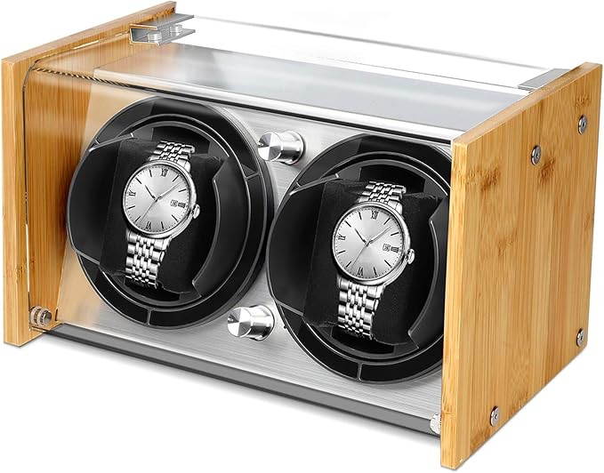 Bamboo Watch Winder for 2 Large to Small Automatic Watches by Watch Winder Smith | Amazon (US)