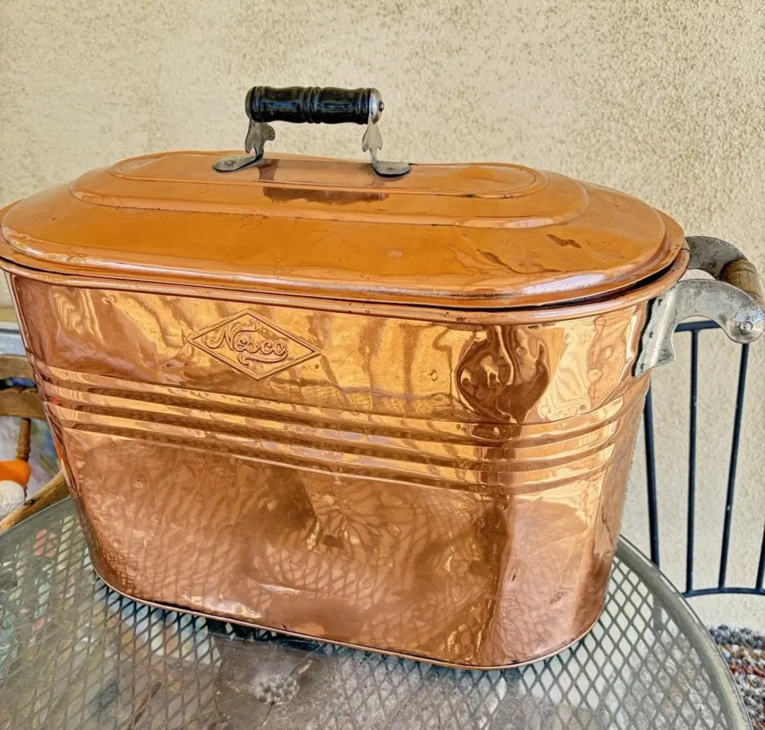 Vintage Copper Boiler Tub With Wood Handles Nesco - Etsy | Etsy (US)