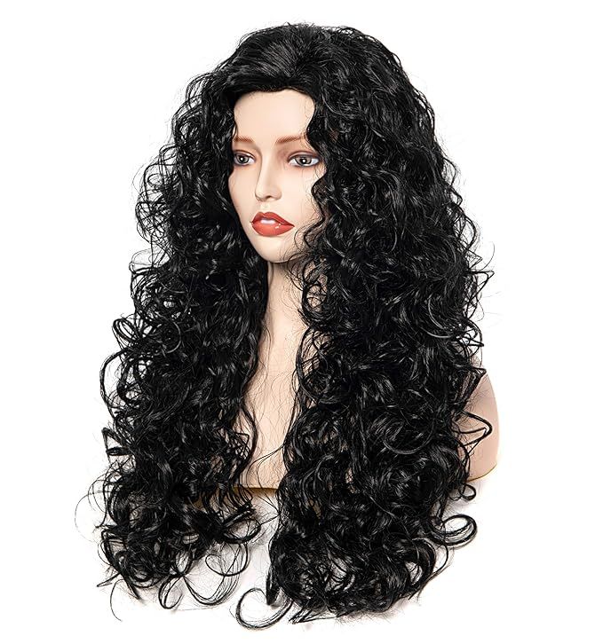 Rugelyss Long Wavy Wigs 28 Inches Natural Black Synthetic Kinky Curly Hair Wig for Women | Amazon (US)