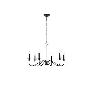 Timeless Home Roman 30 in. W x 18 in. H 6-Light Matte Black Pendant | The Home Depot