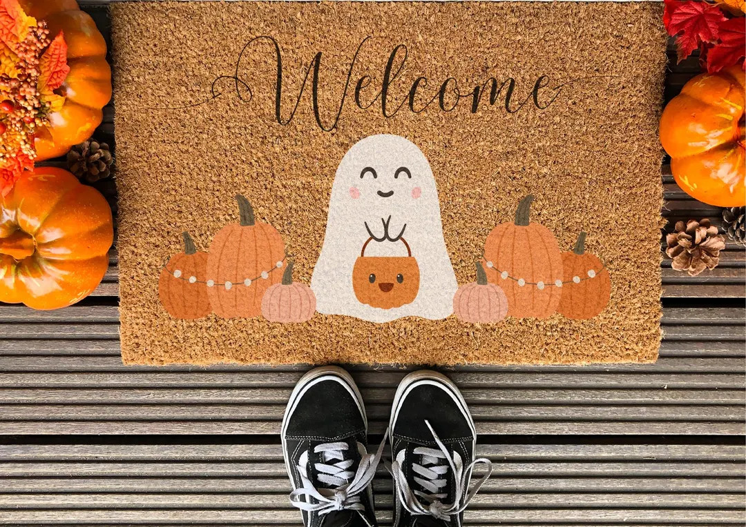 Halloween Welcome Mat, Halloween Doormat, Spooky Doormat, Ghost Doormat, Cute Ghost Doormat, Ghos... | Etsy (US)