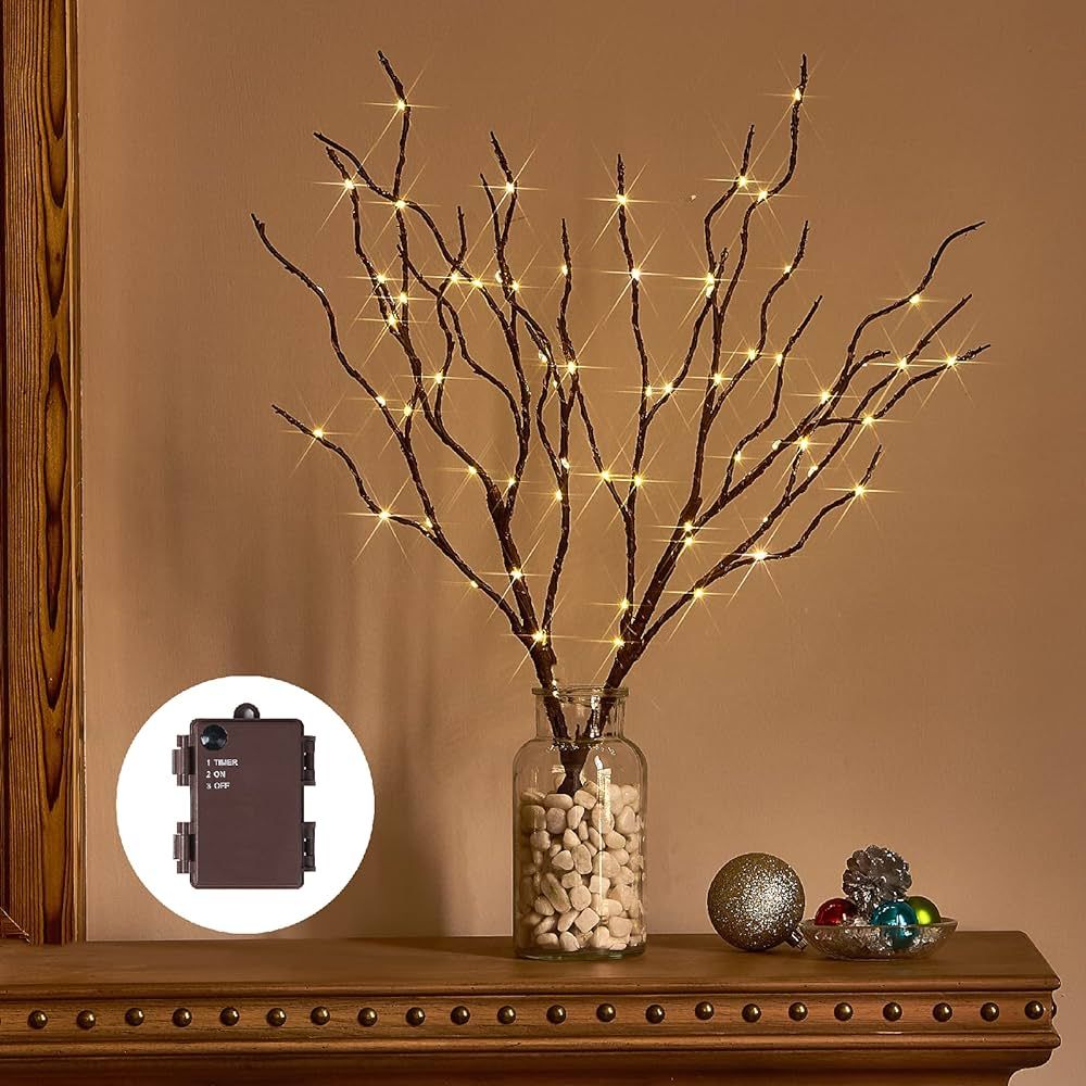 Birchlitland Lighted Brown Branches 18IN 70L Warm White Fairy Lights, LED Willow Branch Lights wi... | Amazon (US)