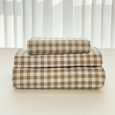 Gingham Sheet Set, Pre-Washed Microfiber Ultra-Soft Plaid Grid Sheets | Wayfair North America