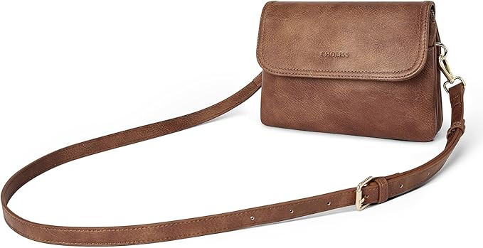 CHOLISS Small Crossbody Bags for Women, Vegan Leather Cell Phone Purse, Mini Travel Purse with Ad... | Amazon (US)