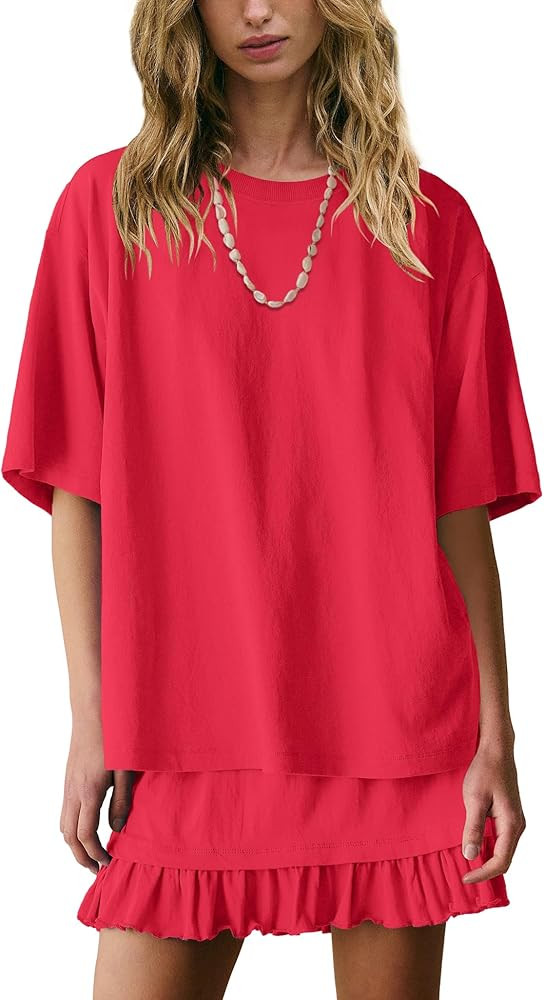 Panadila Women 2 Piece Skirt Sets Casual Two Piece Skirt Set Short Sleeve Tops and Flowy Skirts B... | Amazon (US)