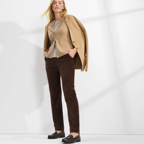 Women's Petite Sport Knit High Rise Corduroy Pants - Lands' End - Gray - S | Lands' End (US)