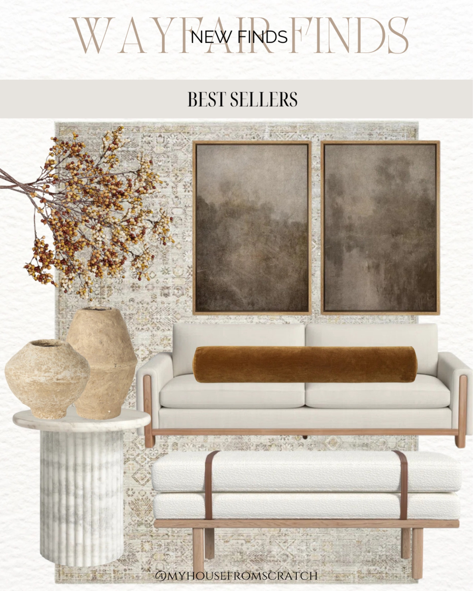 @wayfair #wayfairpartner #wayfair
Bench, Sofa, Pillows, Artwork, Rug, Vase, End Table, Florals

#LTKHome #LTKSeasonal #LTKStyleTip