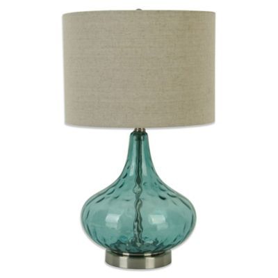 Glass Droplet Table Lamp in Teal with CFL Bulb | Bed Bath & Beyond