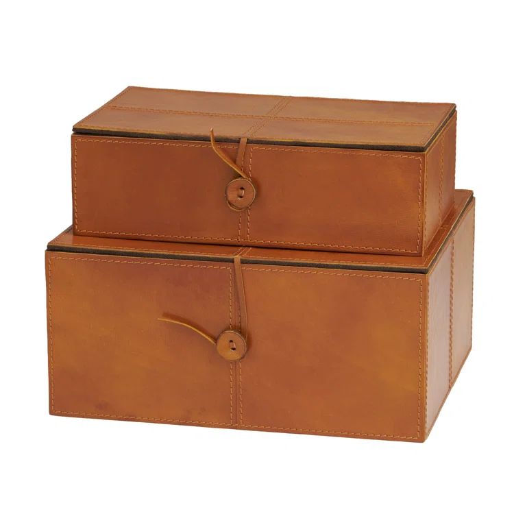 Brownsburg 2 - Piece Leather Decorative Box | Wayfair North America