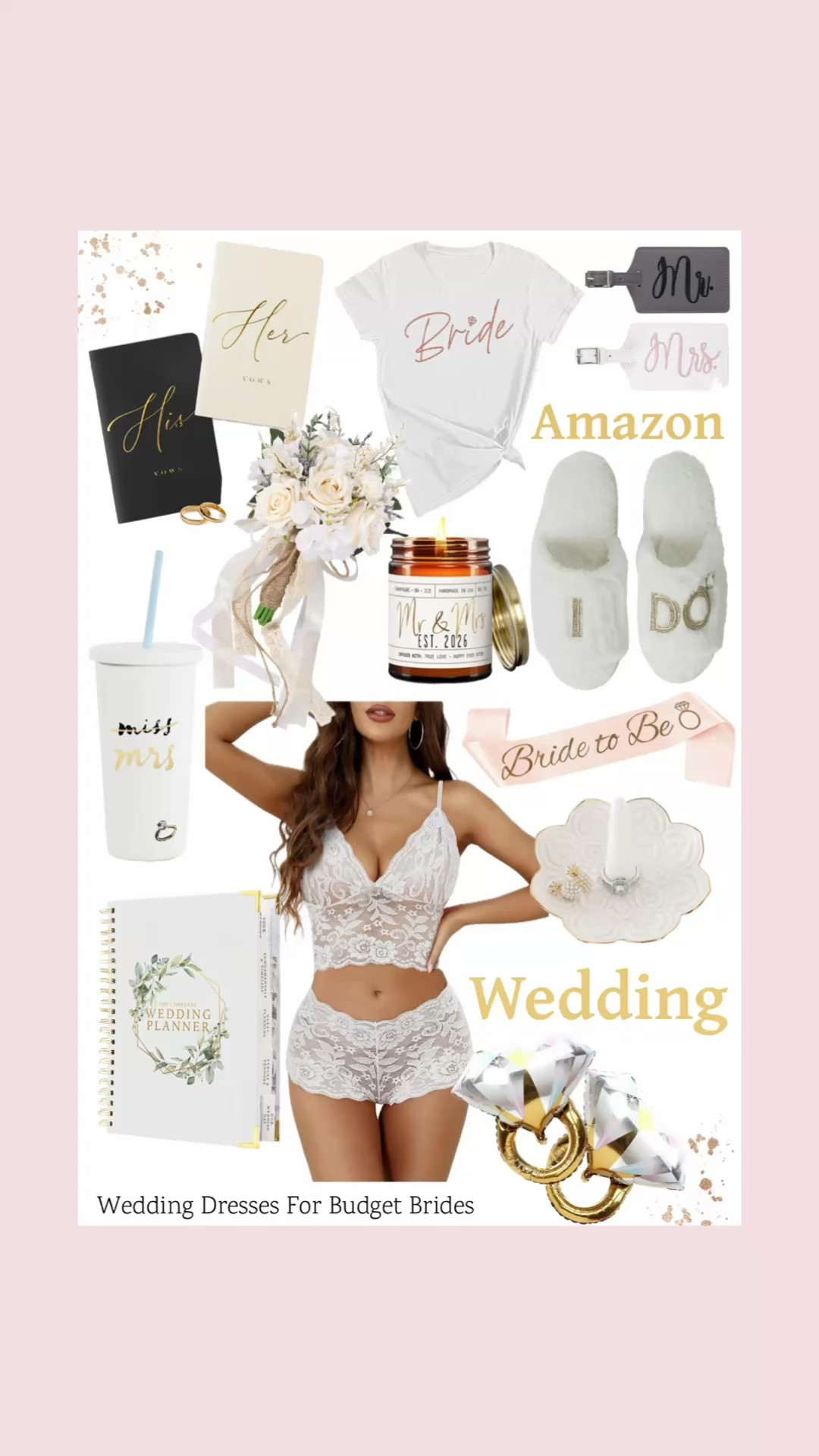 Affordable wedding bride bridal finds on Amazon.

Wedding day, honeymoon, bachelorette, engagement gifts, wedding gifts, bridal shower decor.

#LTKWedding #LTKSeasonal