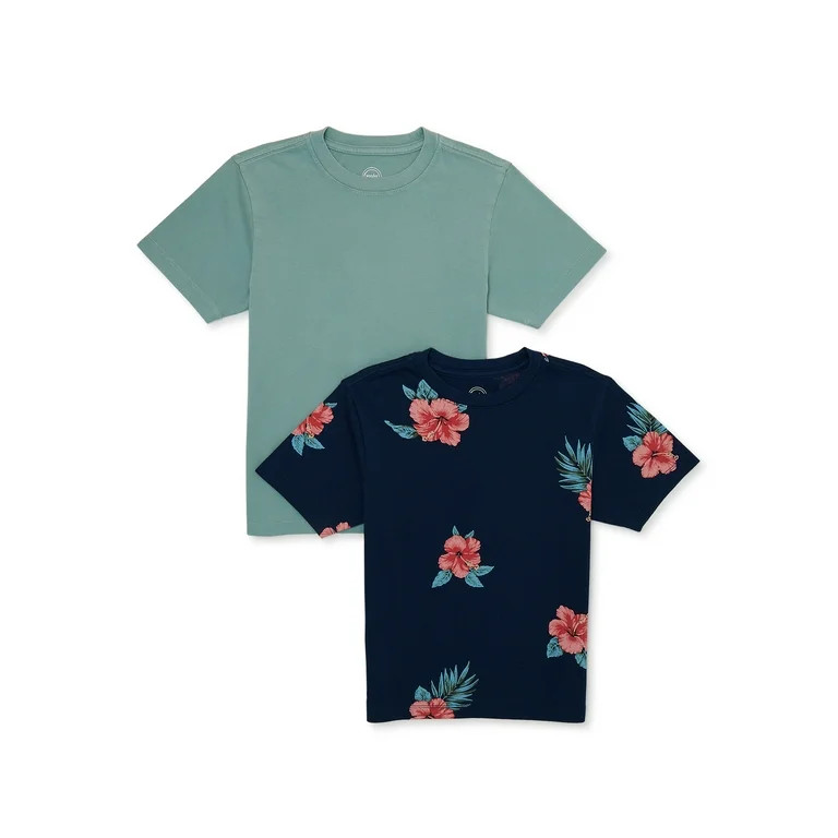 Wonder Nation Boys Short Sleeve Printed and Solid T-Shirt, 2-Pack, Sizes 4-18 | Walmart (US)