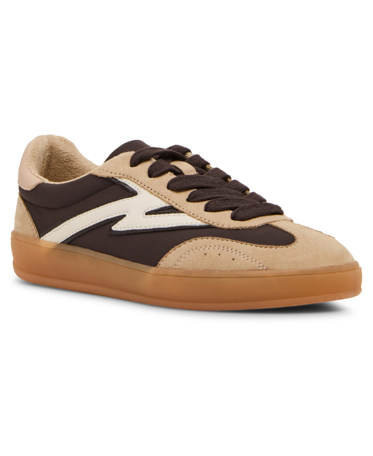 Madden Girl Giia Lace-Up Low-Top Sneakers - Dark Brown/Light Sand Nylon Multi | Macy's