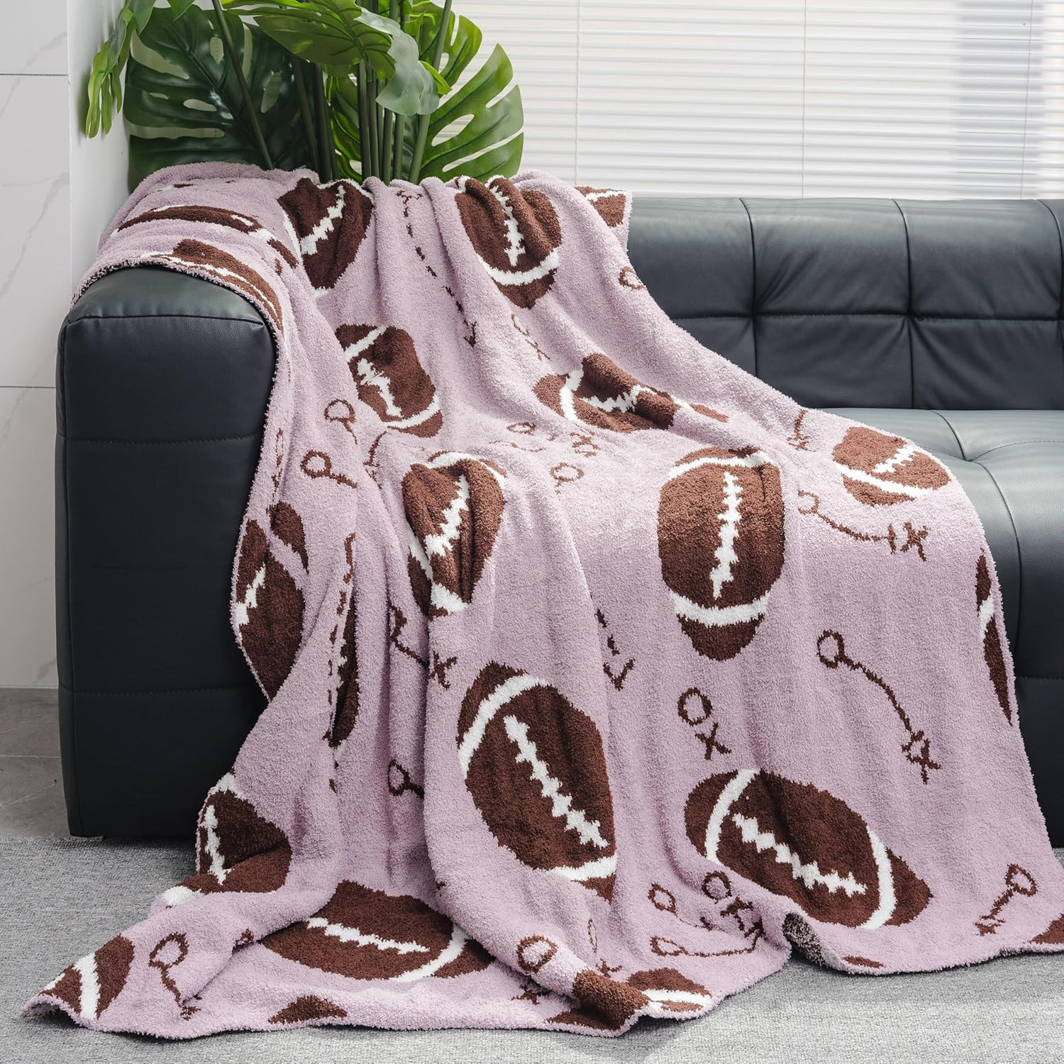 Cozy Football Throw Blanket, Lightweight Soft Sports Bedding for Adults Warm Plush Reversible Rug... | Amazon (US)