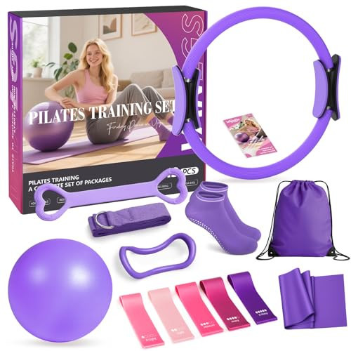 Vanlgs Pilates Kit 13Pcs Home Pilates Essentials Workout Kit with 13" Ring, 10" Ball and Resistance Bands for Women at Home Pilates Equipment Set for Beginners（Purple） | Amazon (US)