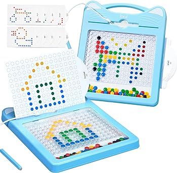 Magnet Doodle Board, Magnetic Drawing Board with Magnetic Pen & Beads for Toddlers, Magnetic Dot ... | Amazon (US)