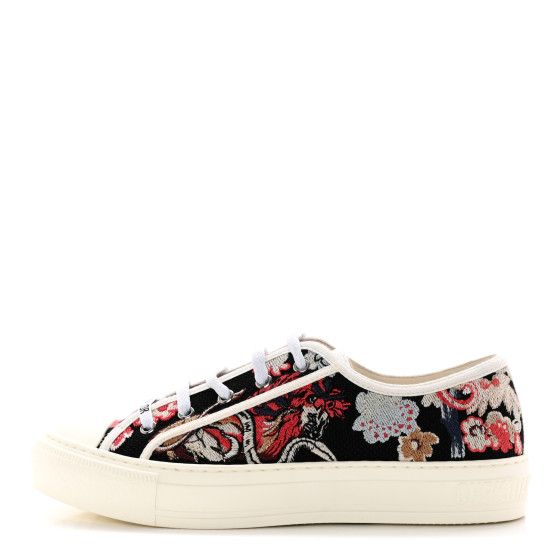 Cotton Floral Pop Embroidered Walk'N'Dior Low Top Sneakers 39 Red Multicolor | FASHIONPHILE (US)